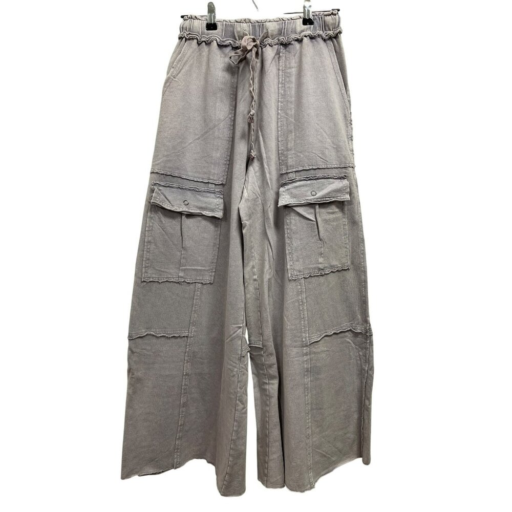 Easel Mineral Wash Wide Leg Lavender Cargo Pant Sz Small NWT - Picture 2 of 5